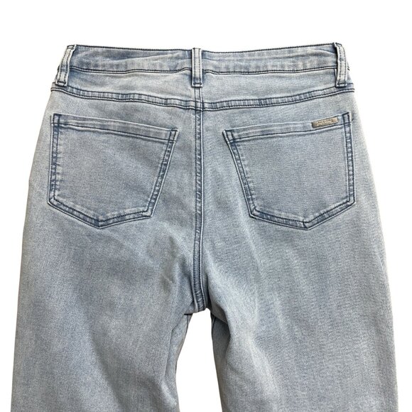 JOSEPH RIBKOFF JEANS RHINESTONE JEWEL FRAYED LIGHT WASH HIGH RISE SIZE 4 PATCHED - Picture 7 of 13